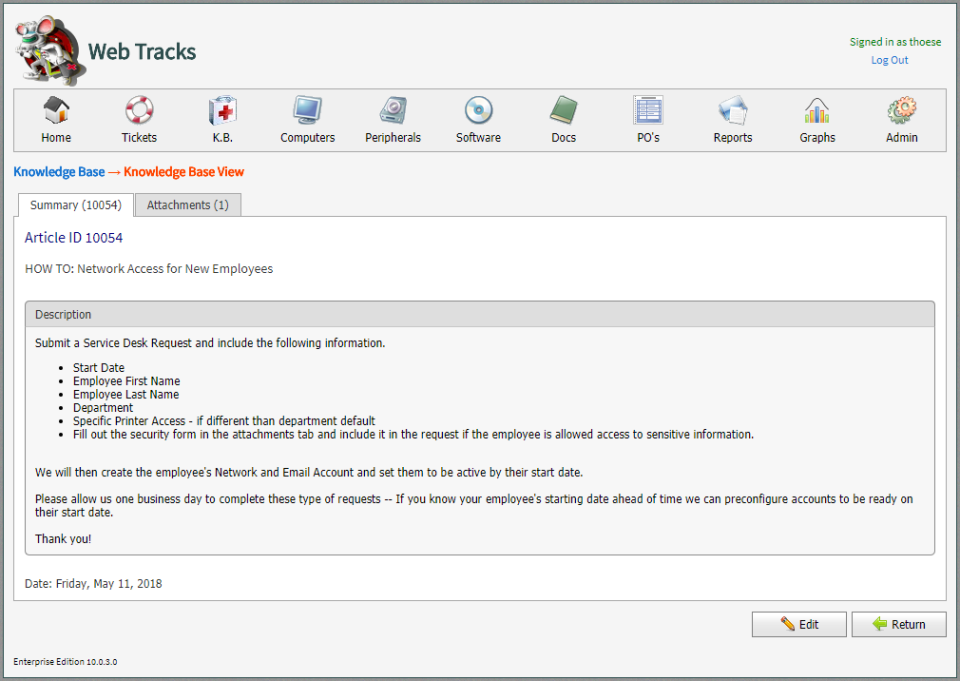 screenshot of Web Tracks
